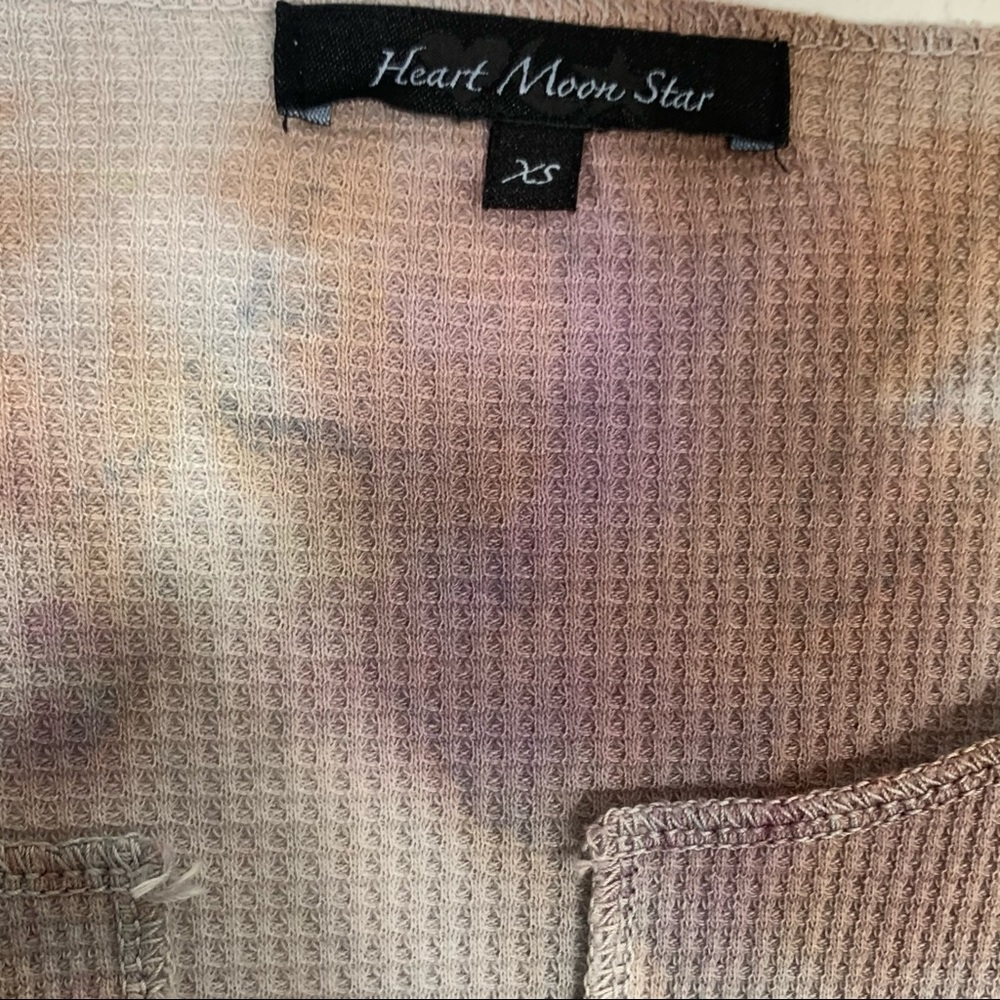 Heart Moon Stars Pink Tie Dye Lace Up Top - Picture 5 of 7